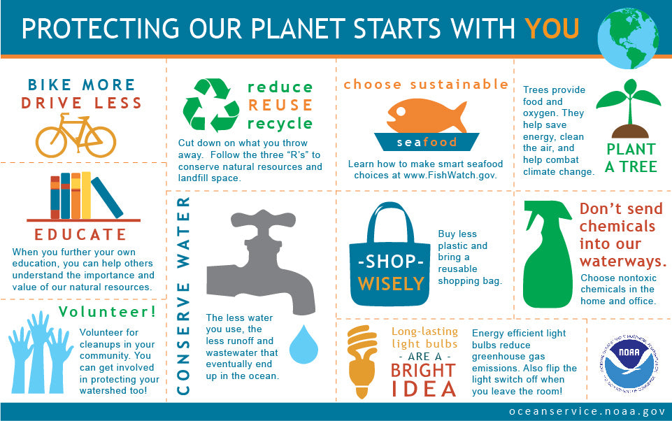 Green Living, go green, green lifestyle, infographic on 10 Things You Can Do to Help Protect the Planet