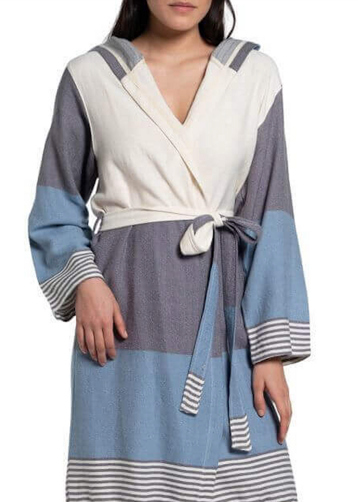 Turkish Cotton Hooded Bathrobe – Lightweight Multi-Color Robe