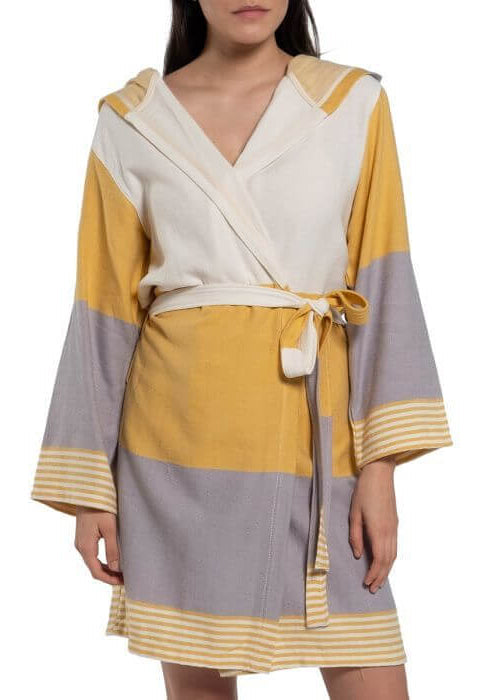 Turkish Cotton Hooded Bathrobe – Lightweight Multi-Color Robe