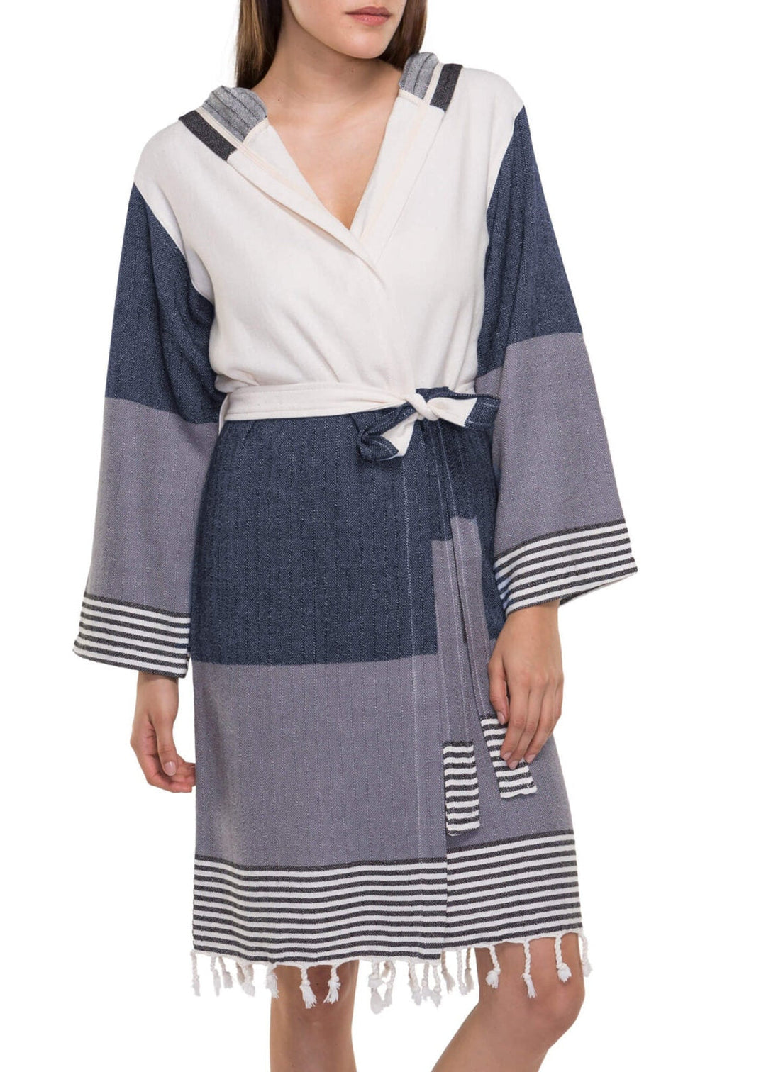 Turkish Cotton Hooded Bathrobe – Lightweight Multi-Color Robe