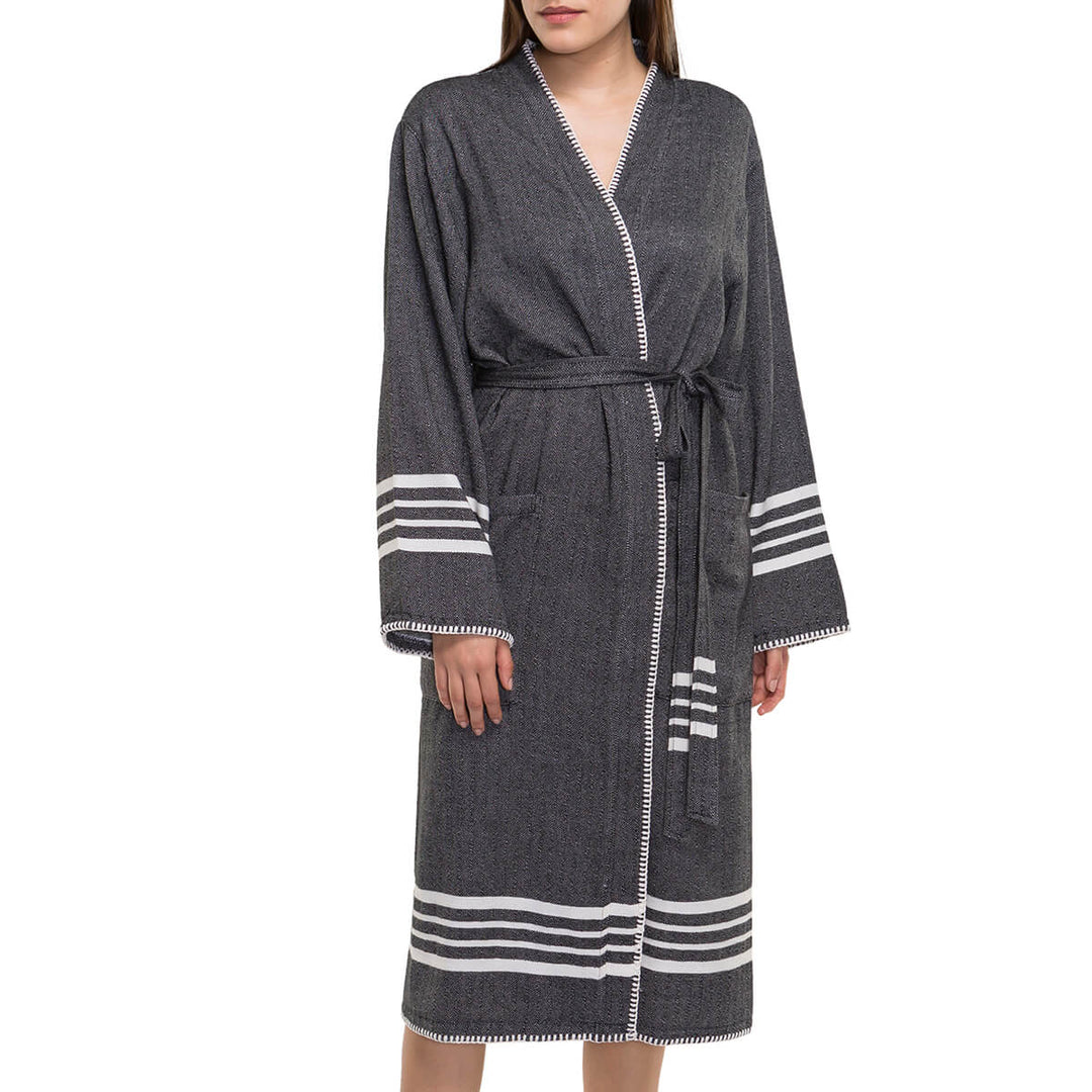 Organic Turkish Cotton Kimono Bathrobe – Lightweight Spa &amp; Home Robe