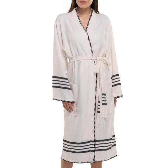 Organic Turkish Cotton Kimono Bathrobe – Lightweight Spa &amp; Home Robe