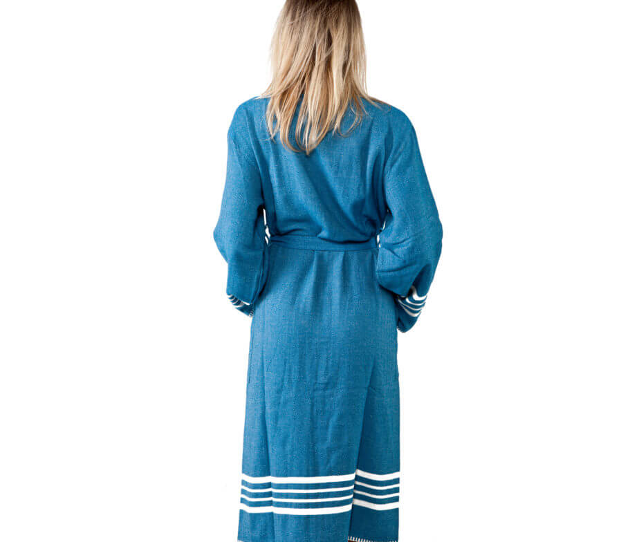 Organic Turkish Cotton Kimono Bathrobe – Lightweight Spa &amp; Home Robe