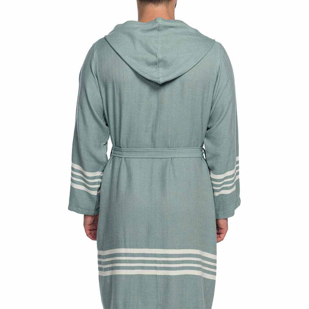 Organic Turkish Cotton Short Bathrobe with Hood – Lightweight Robe