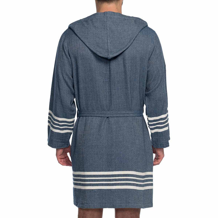 Organic Turkish Cotton Short Bathrobe with Hood – Lightweight Robe