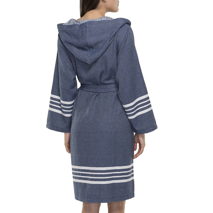 Organic Turkish Cotton Short Bathrobe with Hood – Lightweight Robe