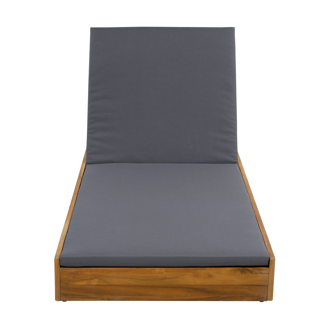 Acacia Wood Lounge Chaise Set With Water-Resistant Cushions