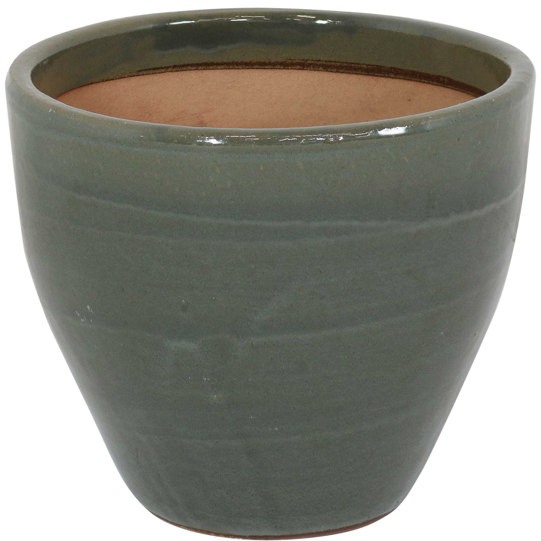 Round Glazed Ceramic Planter with Drainage