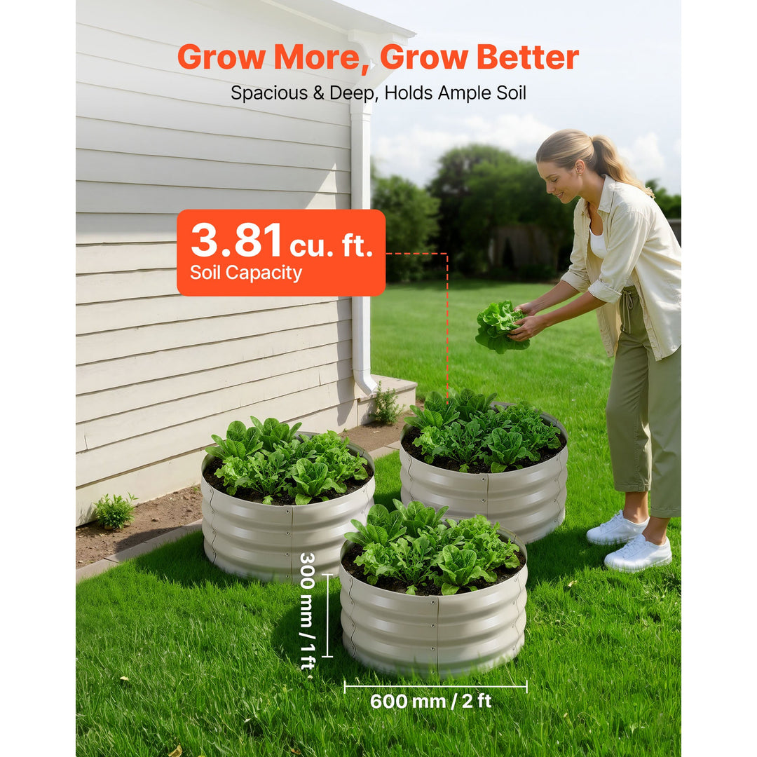 3 Pcs Galvanized Steel Raised Garden Beds