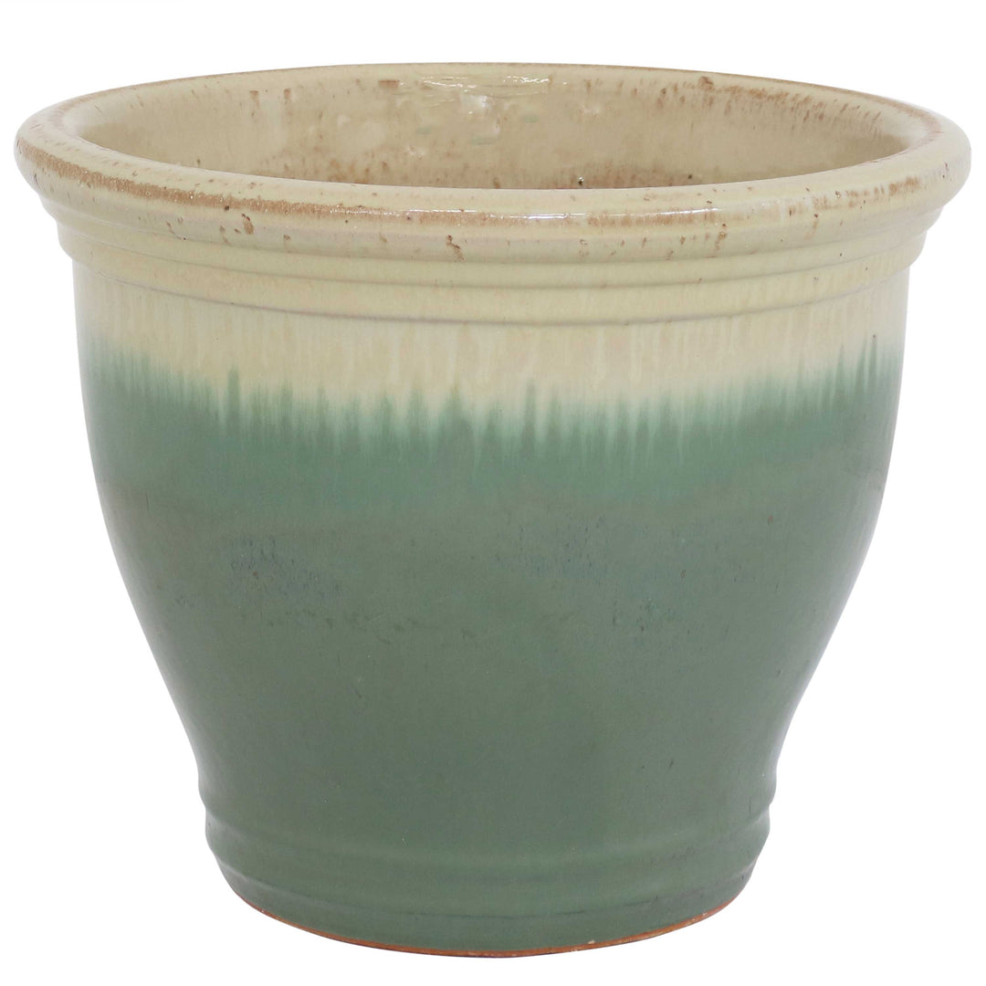 Round Glazed Ceramic Planter with Drainage