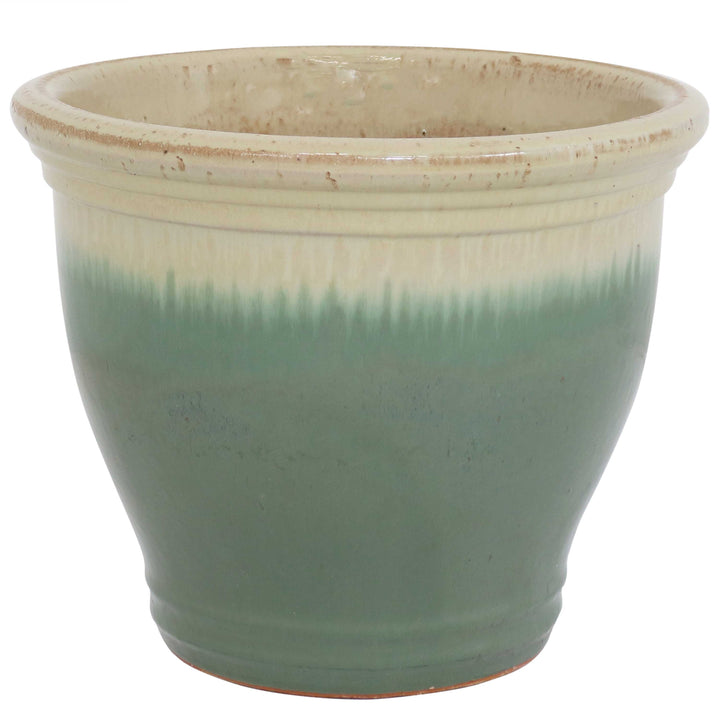 Round Glazed Ceramic Planter with Drainage