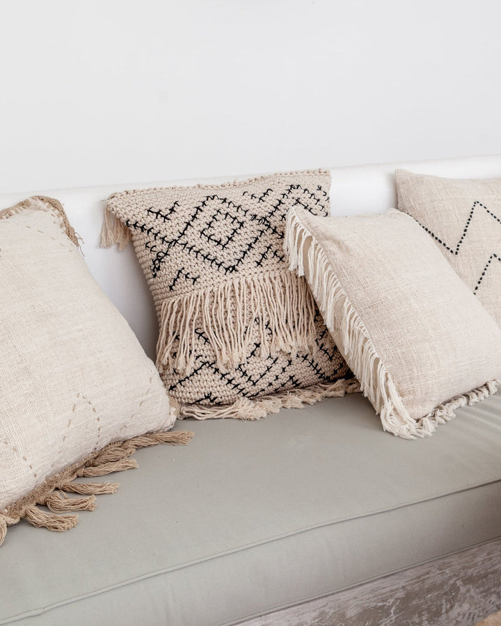 Bohemian Tasseled Macrame Throw Pillow