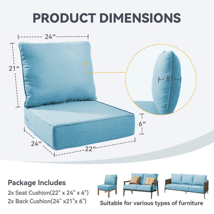 6-Inch Thicker Outdoor Chair Cushion Set