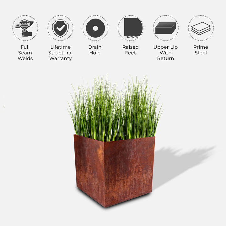 Oversized Corten Steel Cube Planters - FREE SHIPPING!