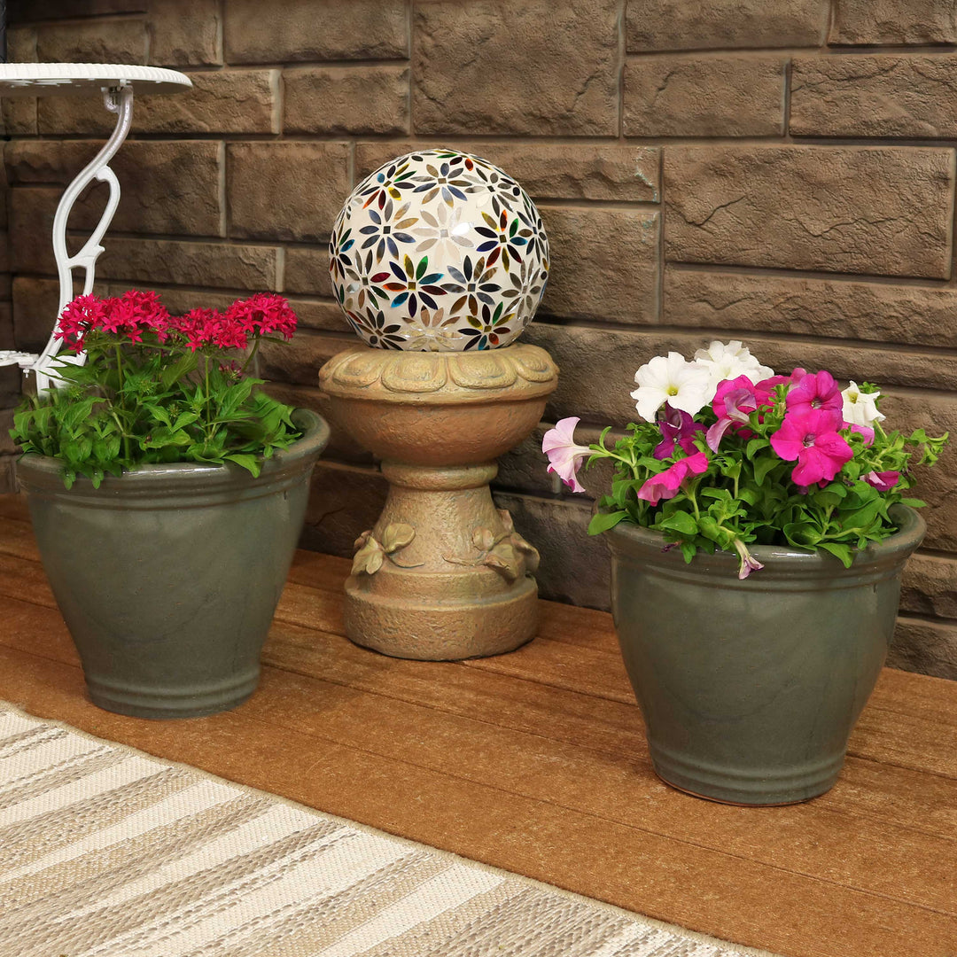 Glazed Ceramic Planter with Drainage Holes - Set of 2