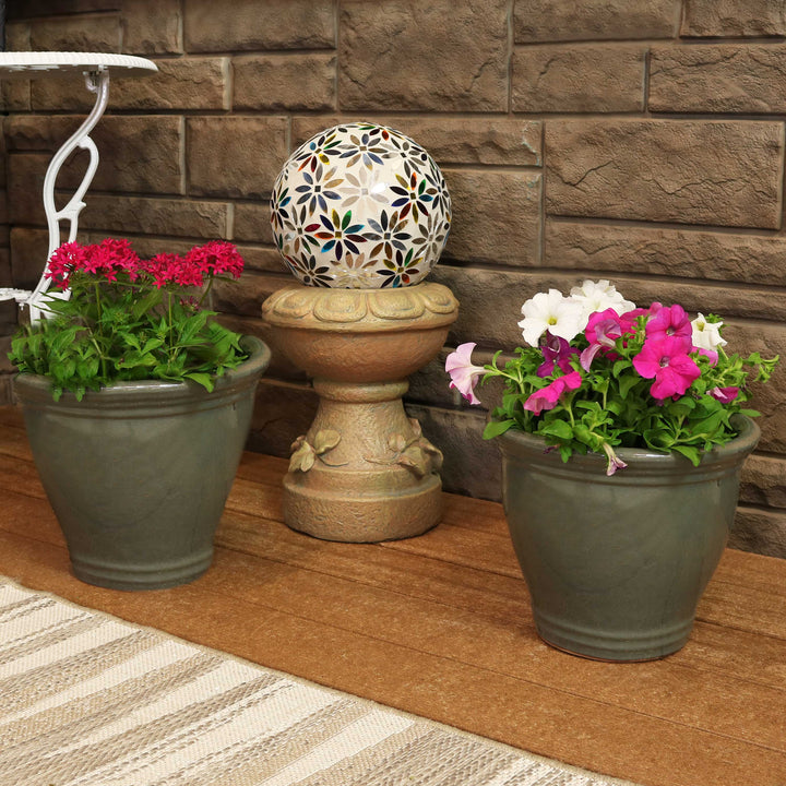 Glazed Ceramic Planter with Drainage Holes - Set of 2