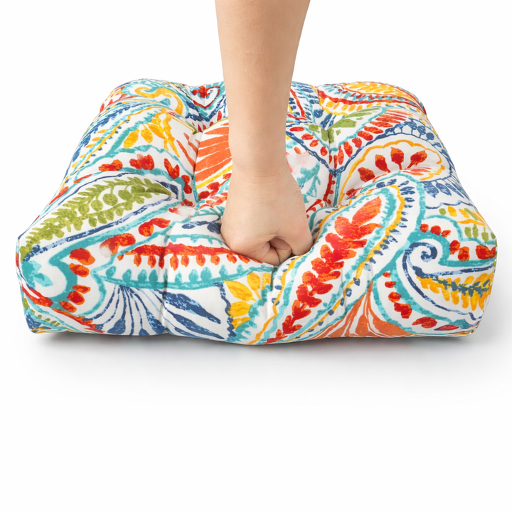 Outdoor Chair Cushions Set of 2 - 19 x 19 x 4 Inch Tufted Seat Cushions