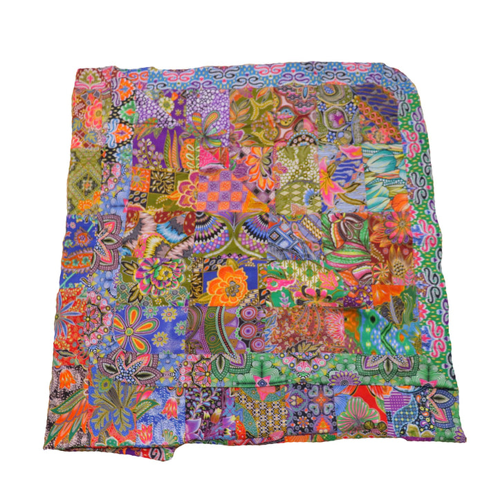 Handmade Reversible Quilt Blanket Throw, Quilt Patchwork, Upcycled, size 55 x 87 inches