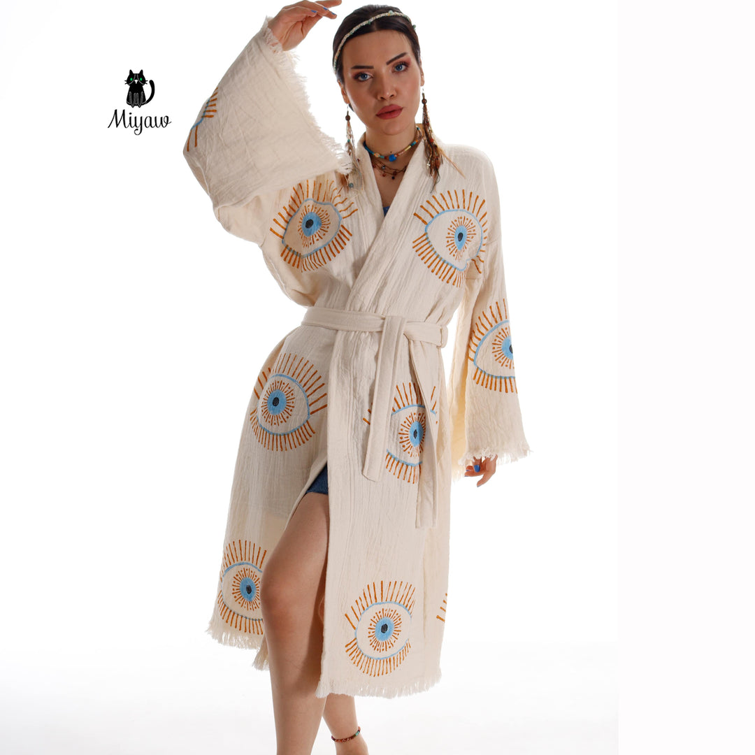 Evil Eye Inspired Blue Caftan - Wholesale Boho Chic Essential