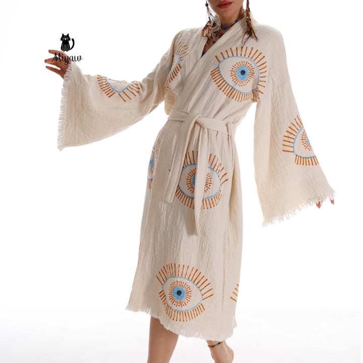 Evil Eye Inspired Blue Caftan - Wholesale Boho Chic Essential