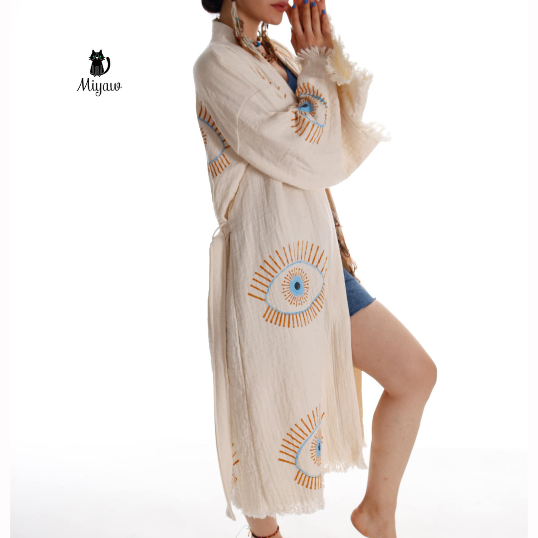 Evil Eye Inspired Blue Caftan - Wholesale Boho Chic Essential