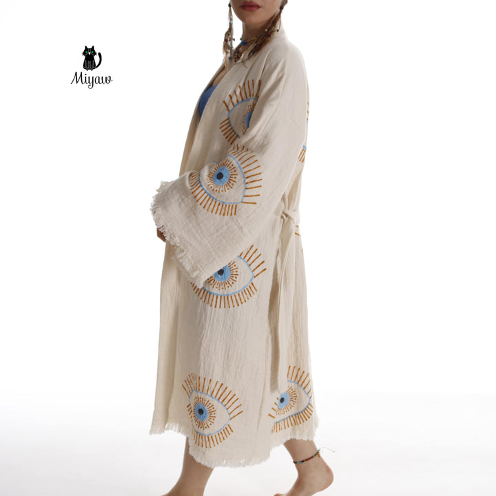 Evil Eye Inspired Blue Caftan - Wholesale Boho Chic Essential
