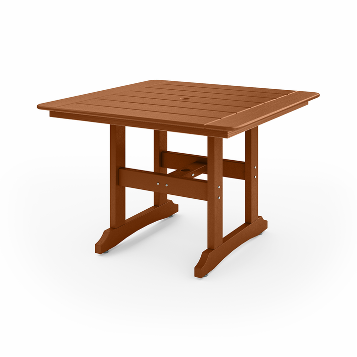 44" Savannah Square Dining Table in brown recycled HDPE lumber with a classic farmhouse style and square top