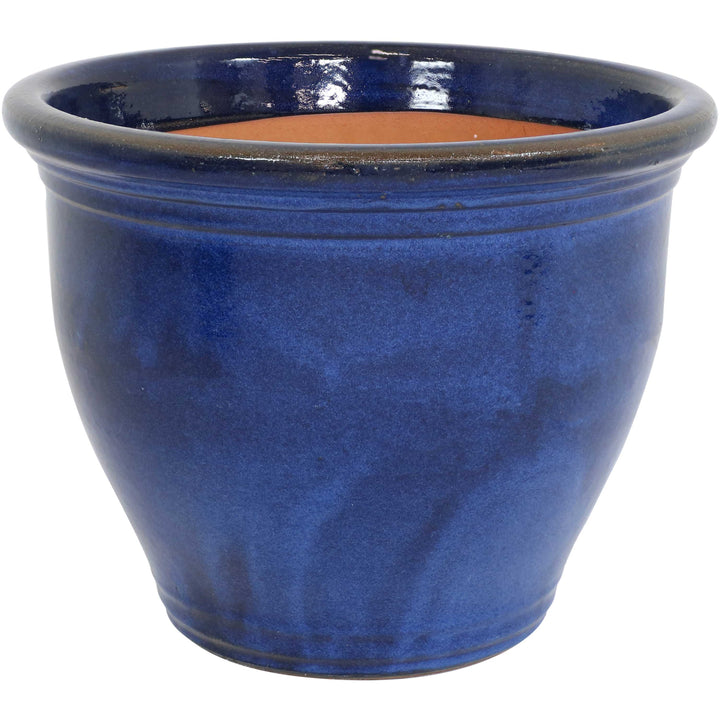 Round Glazed Ceramic Planter with Drainage