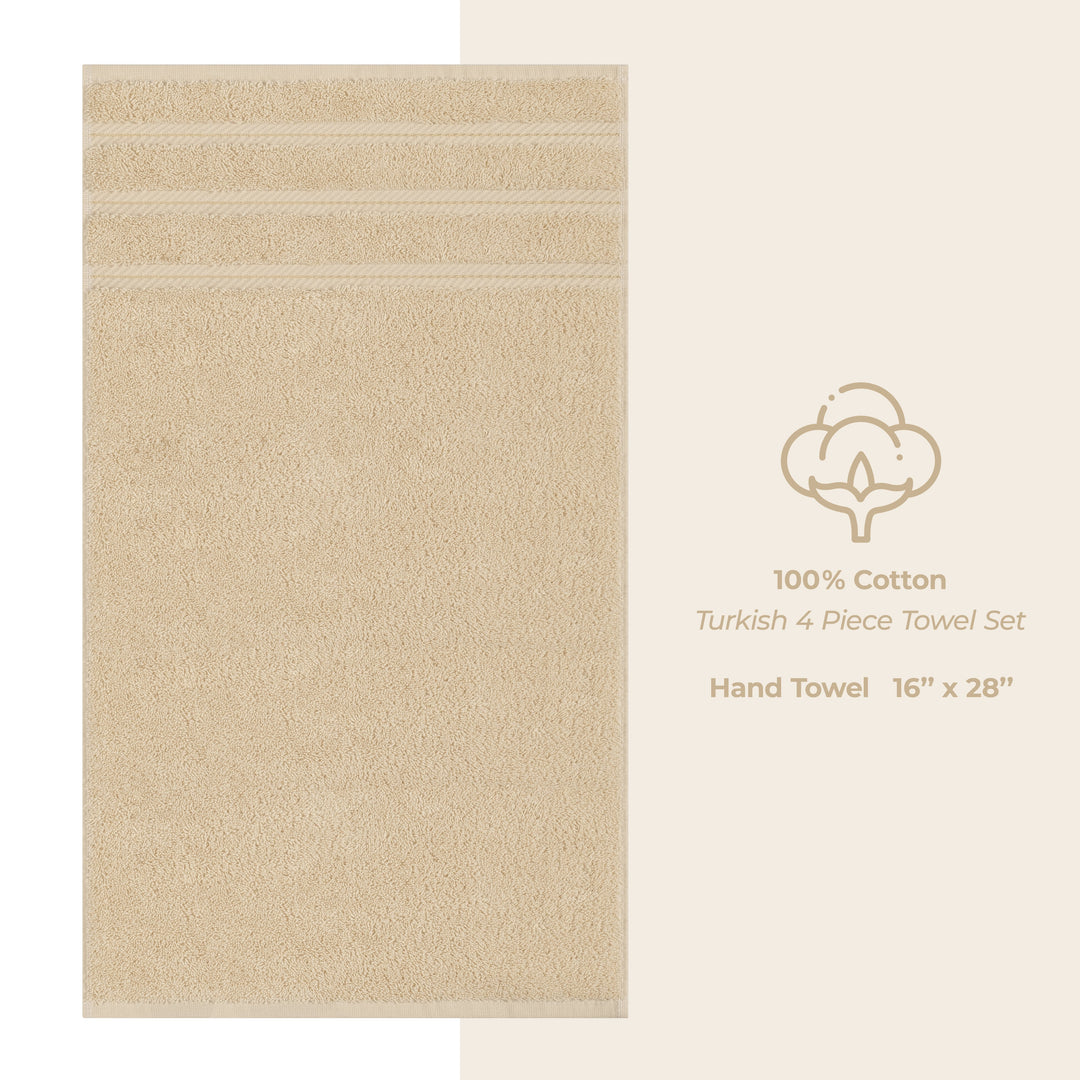 American Soft Linen 100%  Cotton Turkish Towels, 4 Pack Hand Towel Set, Super Soft, Absorbent, Quick Dry Premium Towels