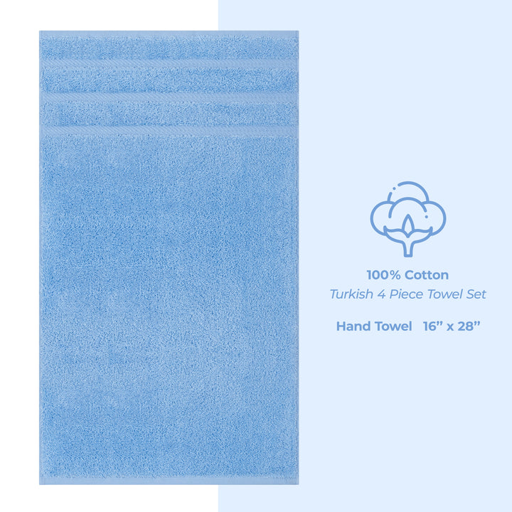 American Soft Linen 100%  Cotton Turkish Towels, 4 Pack Hand Towel Set, Super Soft, Absorbent, Quick Dry Premium Towels