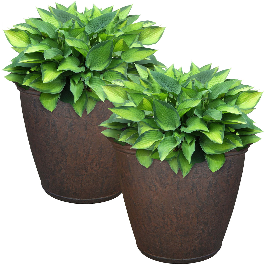 Anjelica Polyresin Large Round Outdoor Planter