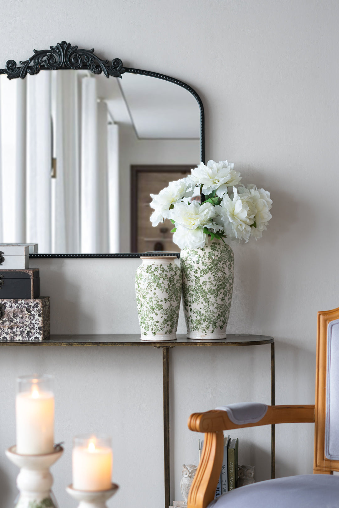 Ceramic Accent Vase With Floral Patterns