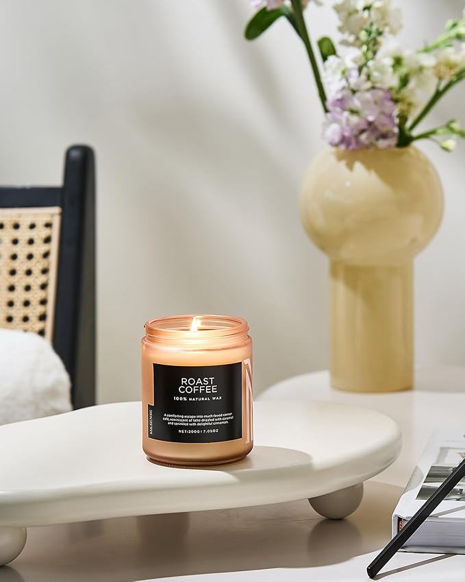 M&amp;SENSE Coffee Candles Scented Strong, Organic Natural Soy Wax for Bedroom Kitchen Home Decor, 7.05oz 50 Hours Slow Burn Candle Highly Scented Candle Housewarming Gift for Men Women