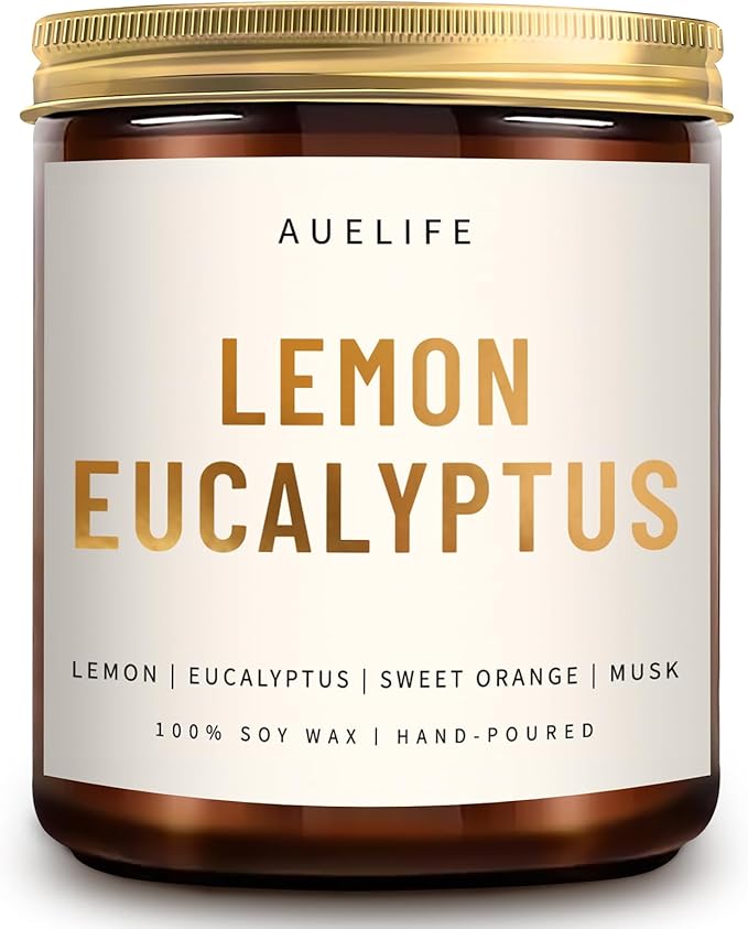 Scented Candles for Home - Lemon Eucalyptus Candle | Aromatherapy Candle Gift for Women &amp; Men, Soy Candles for Home Scented - 7oz, Soy Wax