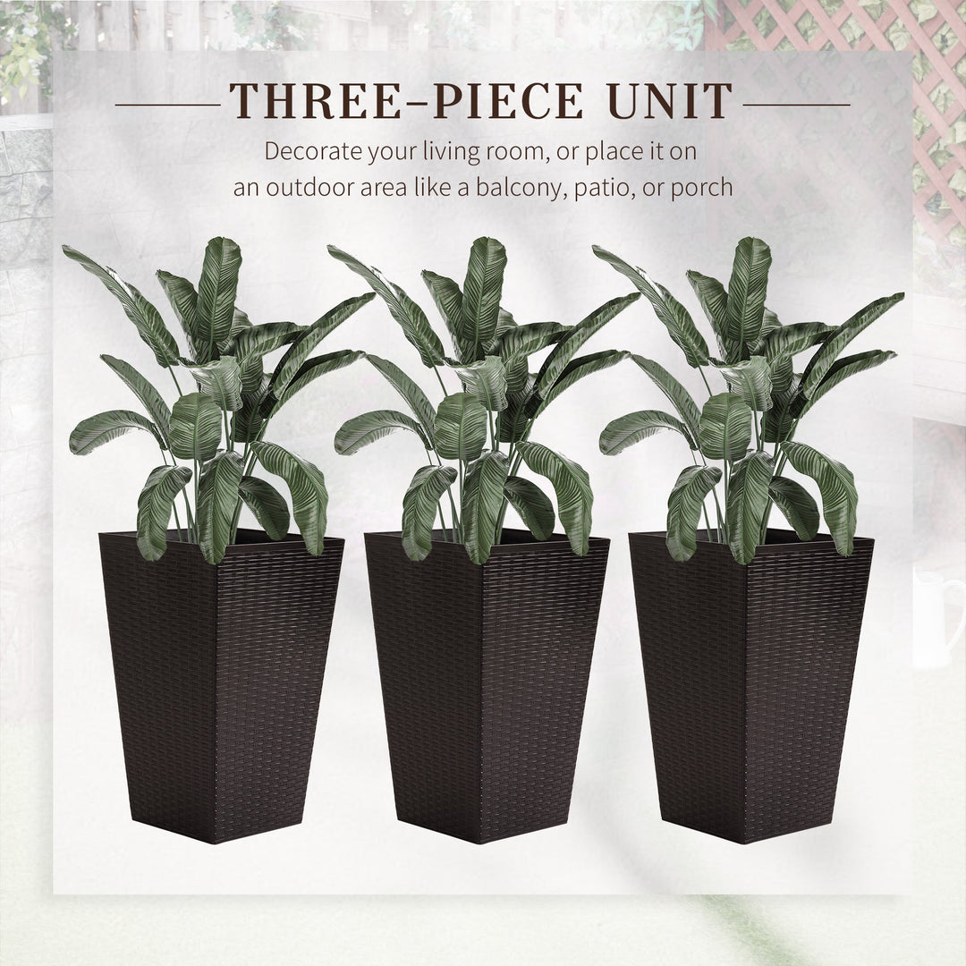 Outsunny Set of 3 Tall Planters with Drainage Hole