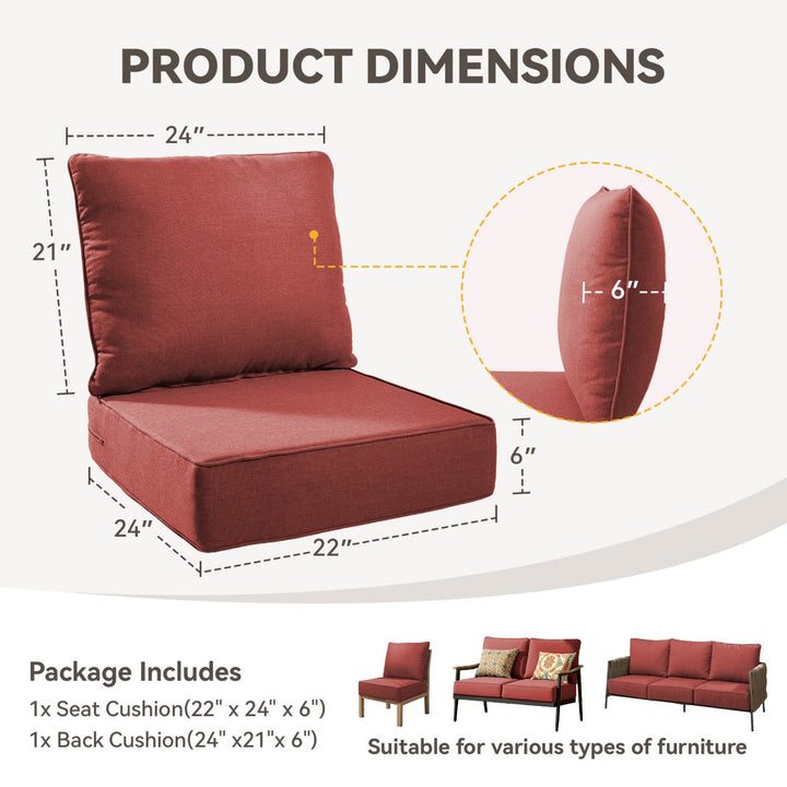 6" Thick Outdoor Chair Cushion - Waterproof &amp; Comfortable