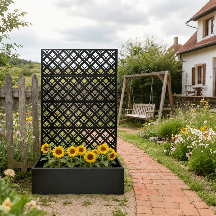 Metal Planter Raised Garden Bed with Trellis