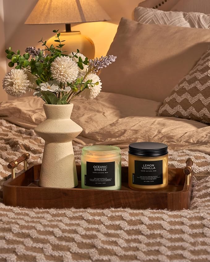 M&amp;SENSE Candle Oceanic Breeze Scented, 11.6oz 70 Hour Long Lasting 2 Wick Pineapple &amp; Mango Scent Natural Soy Candles for Home Scented, Stress Relief Gifts for Women/Men