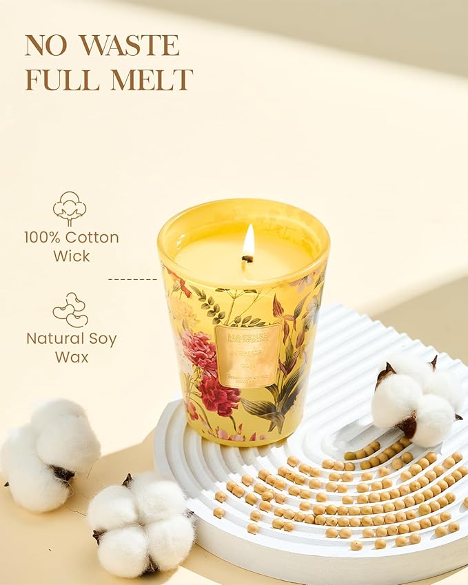 M&amp;SENSE Orange Goji Scented Natural Soy Wax Candle, 14.1oz 60 Hours Long Lasting Slow Burning Candles for Home Decor, Aromatherapy Candle for Stress Relief