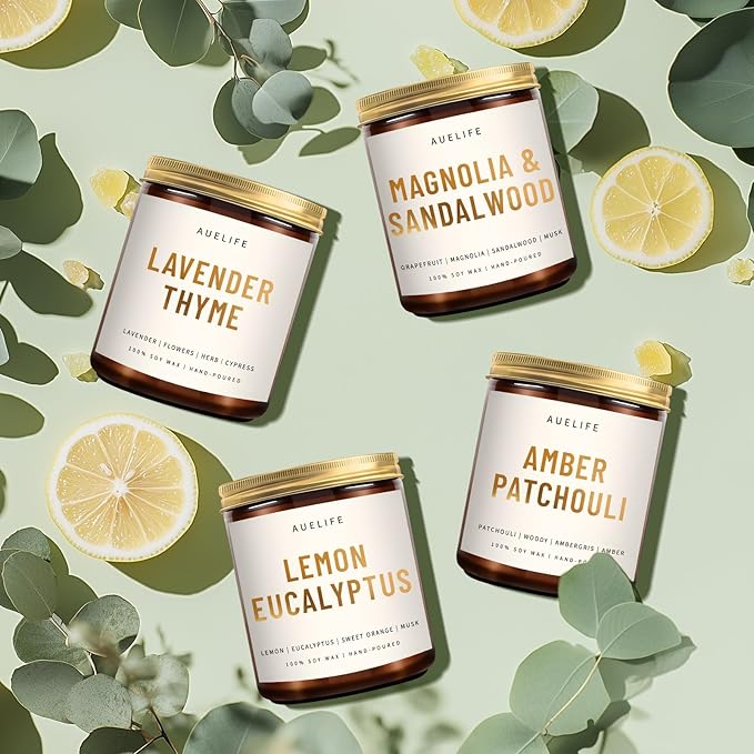 Scented Candles for Home - Lemon Eucalyptus Candle | Aromatherapy Candle Gift for Women &amp; Men, Soy Candles for Home Scented - 7oz, Soy Wax