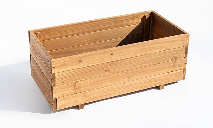 Wooden Raised Garden Bed Planter Box – Fir Wood Outdoor Vegetable, Herb &amp; Flower Box with Drainage Holes – 31.5"x15.75"x12.6", Rot-Resistant, for Patio, Yard, Balcony