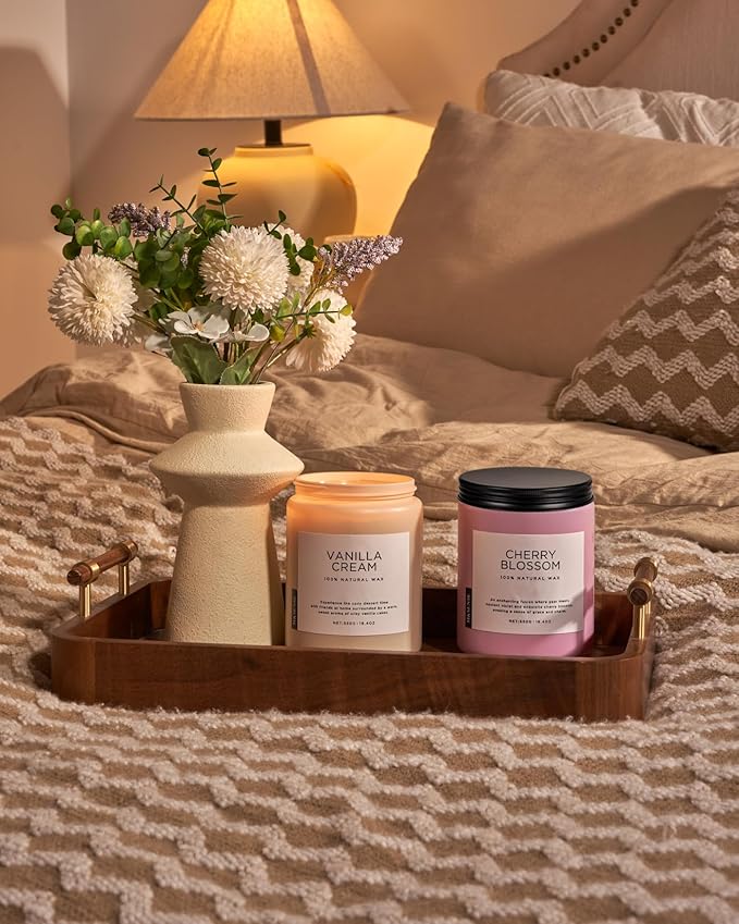 M&amp;SENSE Vanilla Soy Candles, Large 2 Wick Jar Candle 19.4oz, 110 Hours Burning Time, 100% Natural Organic Soy Wax, Relaxing Aromatherapy Scented Candle, Housewarming Gift for Women and Men