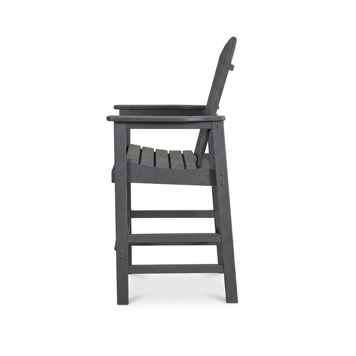 HDPE Bar Height Adirondack Chair with Cup Holder - Gray