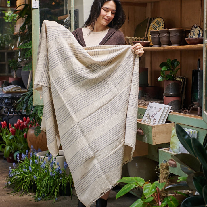 Stripes Pattern Soft Handwoven Merino Throw