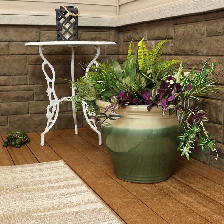 Round Glazed Ceramic Planter with Drainage