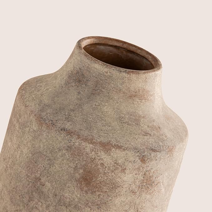 Mitt&amp;Ditt Ceramic Flower Vase, 12.5 inch Tall Off-White Vase, Large Decorative Terracotta Vases, Farmhouse Rustic Pottery Vases for Home Decor, Living Room, Table