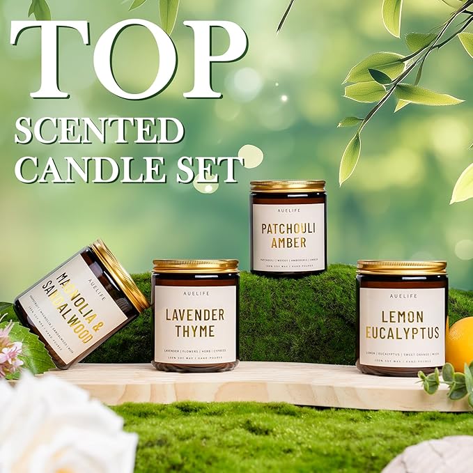 Scented Candles for Home - Lemon Eucalyptus Candle | Aromatherapy Candle Gift for Women &amp; Men, Soy Candles for Home Scented - 7oz, Soy Wax
