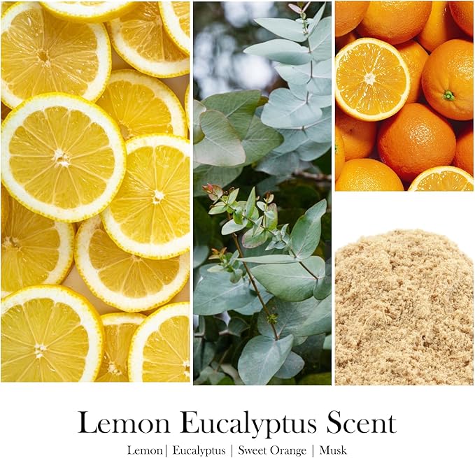 Scented Candles for Home - Lemon Eucalyptus Candle | Aromatherapy Candle Gift for Women &amp; Men, Soy Candles for Home Scented - 7oz, Soy Wax