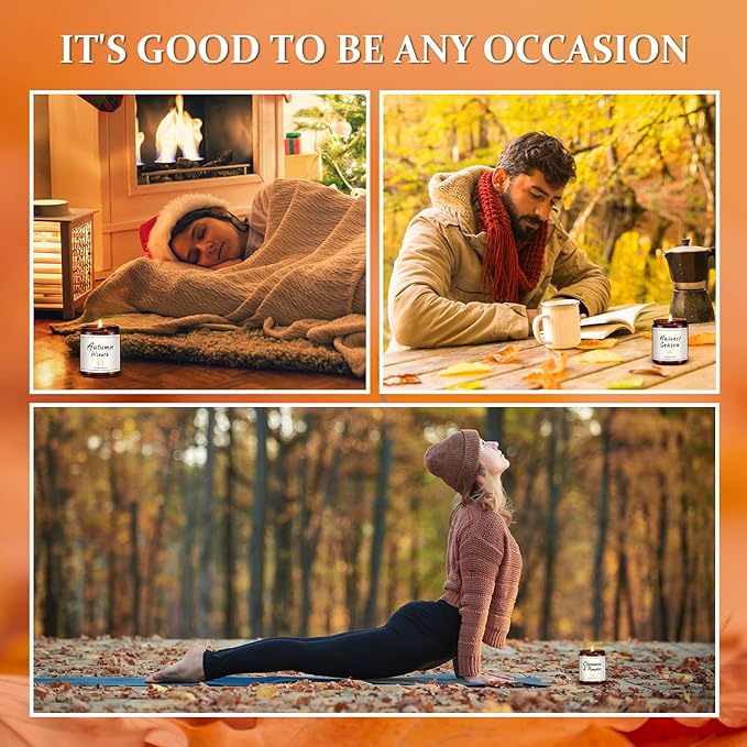 Auelife Fall Candle, Autumn Wreath Scented Soy Candles for Home, Aromatherapy Candle Gift Set for Women &amp; Men, Cozy Fall Décor, 7oz – Perfect for Autumn Relaxation and Home Ambiance