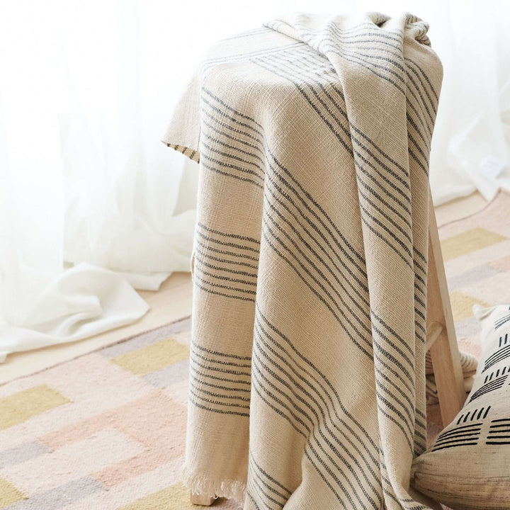 Stripes Pattern Soft Handwoven Merino Throw